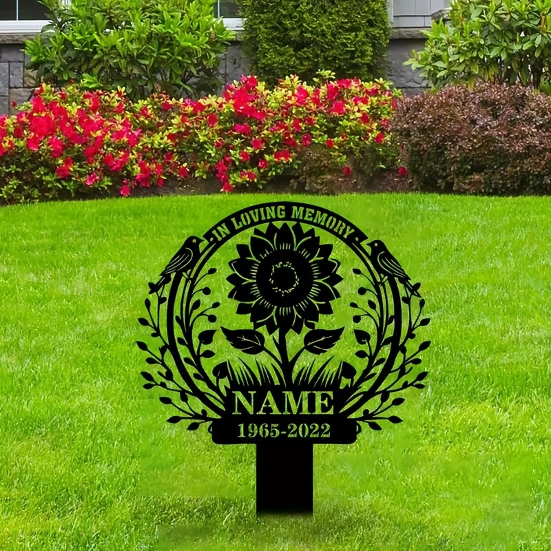 

Personalized Sunflower Vintage Metal Memorial Stake - Weddings, Ground Grave Markers & Condolence Gifts