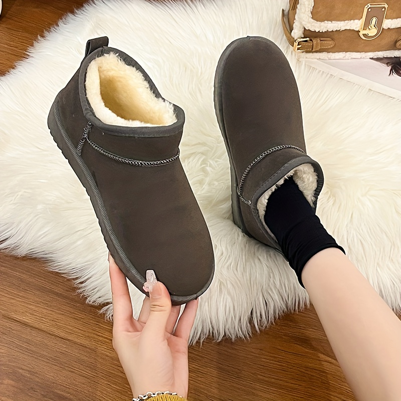 Women's Winter Snow Boots with Plush Fur Lining Non-Slip Rubber Sole  Low-* Toe Short Ankle Boots, Warm Slip-Resistant
