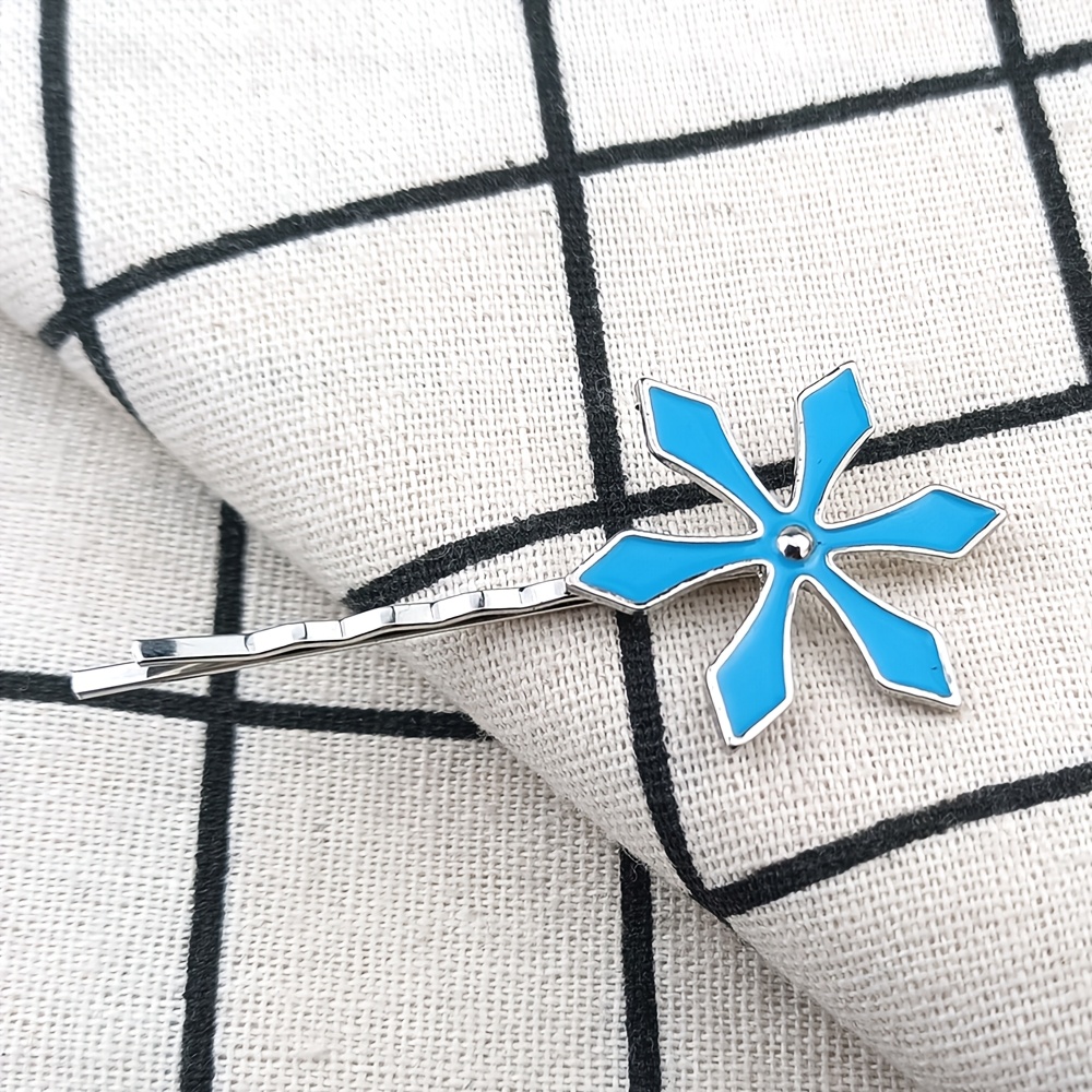 TEMU Anime Peripheral Same Blue Snowflake Hairpin