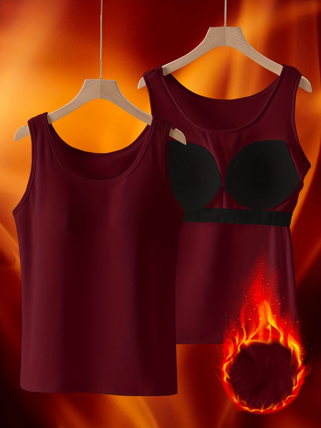 Women's Ribbed Tank Top with Built-in Bra Pads & 2-in-1 Vest Design - No Underwear Needed, Striped Pattern, Hand Wash Only for Workouts & Casual Wear, Casual, Clothing, Modern, Durable Fabric, Comfortable Fit, Clothing, Stylish, Soft Material, Women