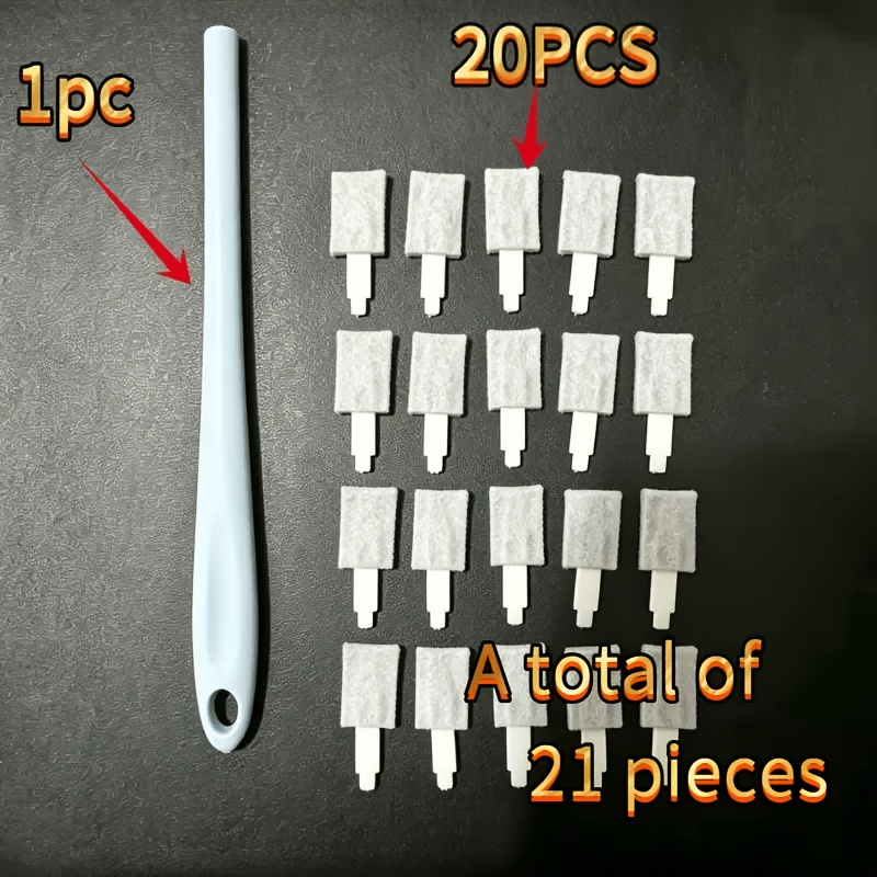 TEMU Brosse de nettoyage pour toilettes en plastique, 21 pièces (1 manche + 20 têtes) - jetable, équipée d'un long manche, d'atteindre profondément