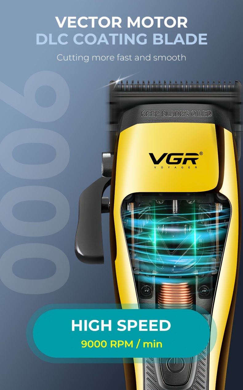 vgr 015 professional hair clippers men vector motor 9000 rpm - Temu