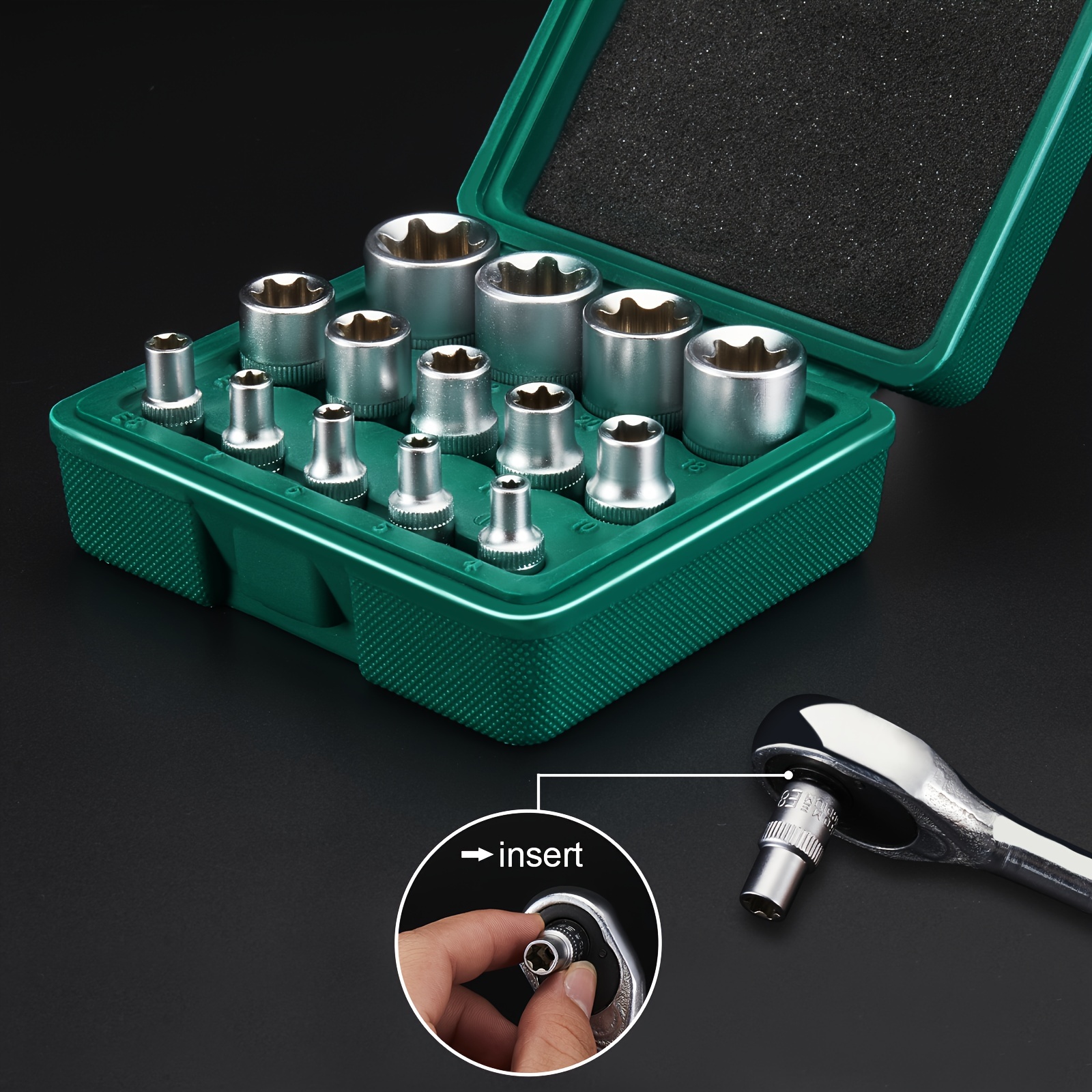 Torx-Steckschlüssel-Set E4 Bis E18 + 4 Torx-Ringschlüssel E6 Bis E24 – Komplett Für Auto & Motorrad