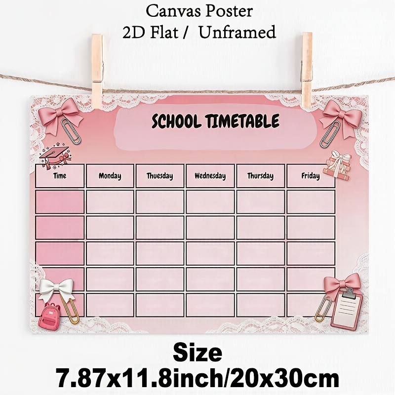 TEMU 2D Piatto, Poster & Stampe, 1 pz Poster su Tela Senza Cornice, Poster Pittura Scolastico, Pizzo Rosa Tonalit� Morbida e Scolastico Settimanale
