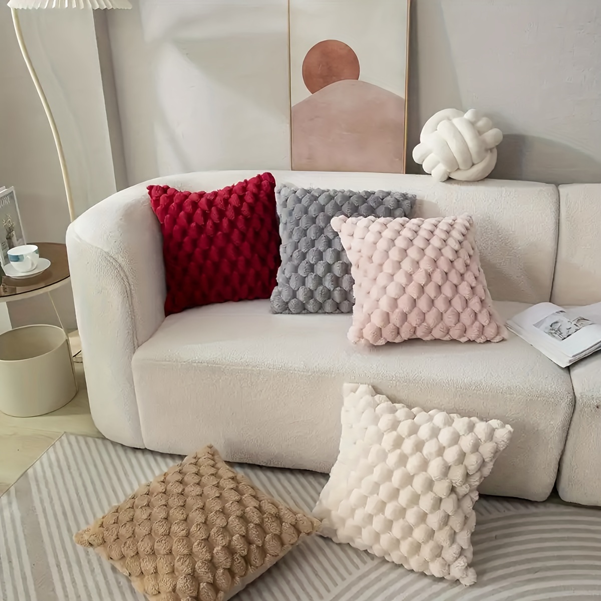 

Contemporary Woven Polyester Throw Pillow Covers With 3d Grid Turtle Pattern, Zippered Plush Decorative Pillowcases For Sofa And Bedroom, Machine Washable - 1pc