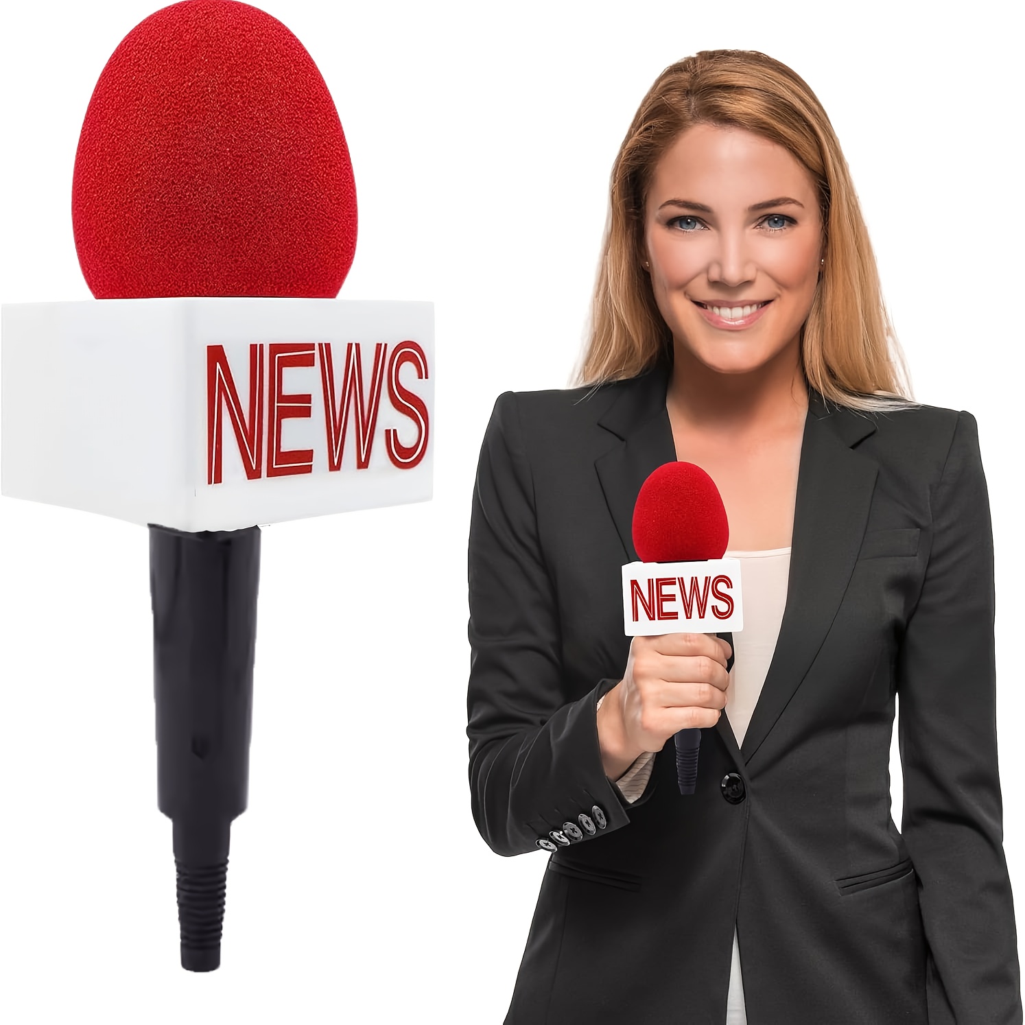Image of Fake Microphone Prop Microphone For Reporter, Anchorman, Halloween Costume For Halloween,christmas Event & Party Supplies, Perfect For Halloween & Christmas