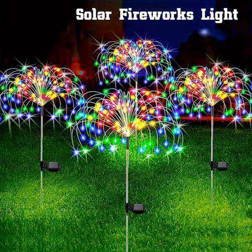 420led solar garden lights solar firework lights 8 mode solar lamps outdoor smart lights with smart sensor switch suitable for gardens patios walkways parties wedding decorations 360 200 60 battery capacity is