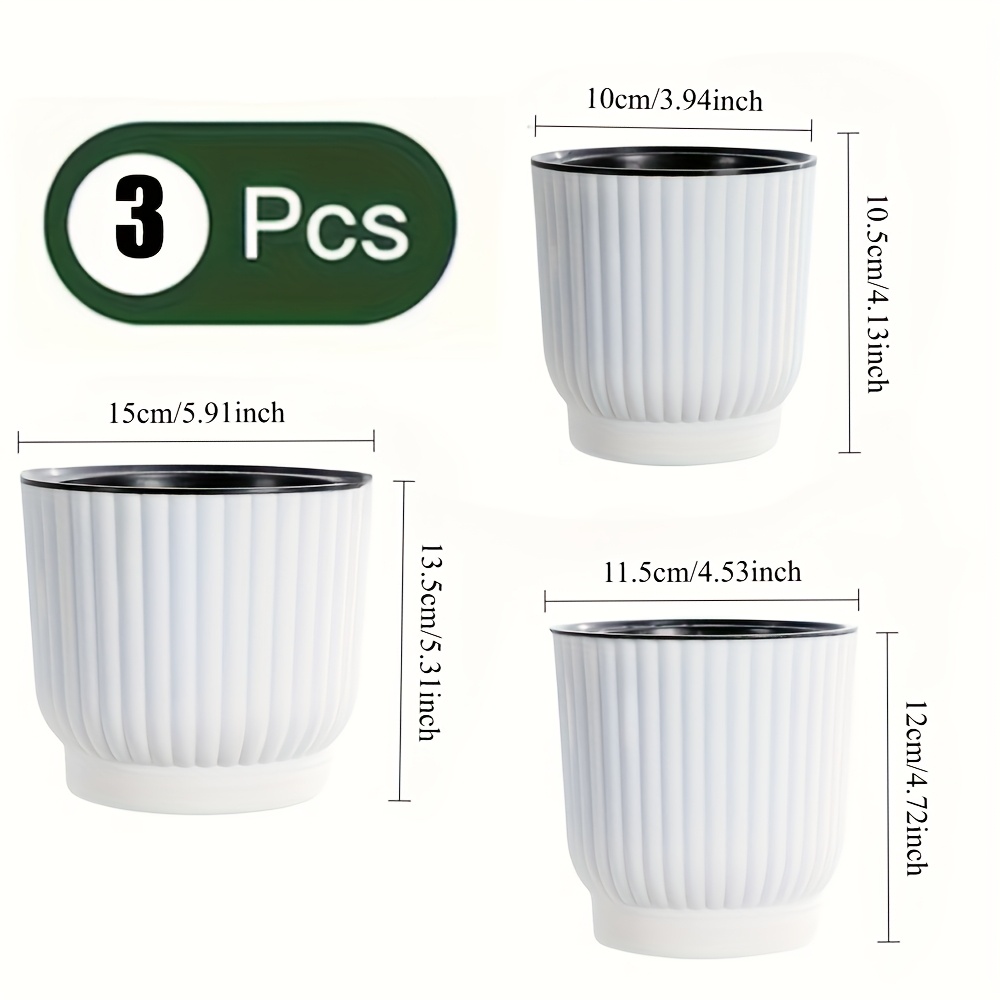 3pcs Automatic Watering Plant Pots, Self-watering Hydroponic Planters For Indoor Plants, Modern Decorative Pet Plastic Flower Pots Set, Suitable For African Violet - Does Not Plants