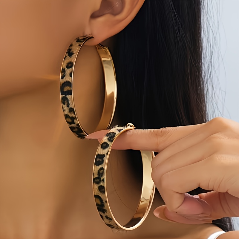TEMU 1 Paar Vintage Creolen mit Leopardenmuster für Damen, leichter Luxus, schlicht, hochwertig, elegant, geeignet für den täglichen Arbeitsweg, als