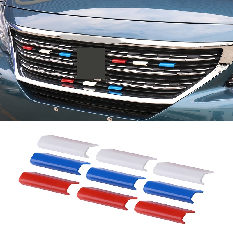 

9pcs Couverture de Grille de Voiture en Plastique avec Clip de Garniture Français Couleur Blanc