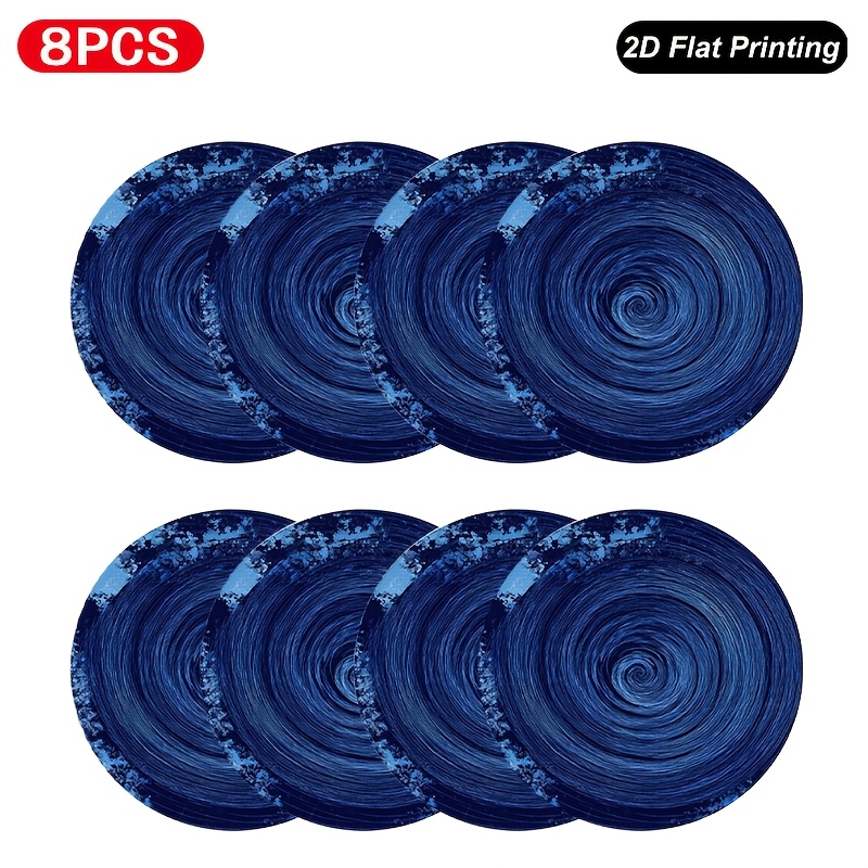 TEMU Blue Spiral Swirl Round Placemats Table Mats 15 Inch Party Home Dining Decor Table Decorations