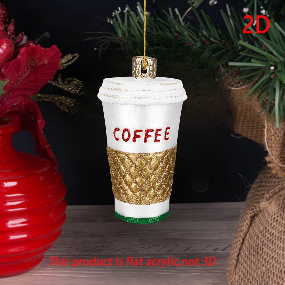 

1pc Acrylic Christmas Coffee Cup & Ornament - Decor Gift For Home, Office, And Theme Parties, Best For Christmas