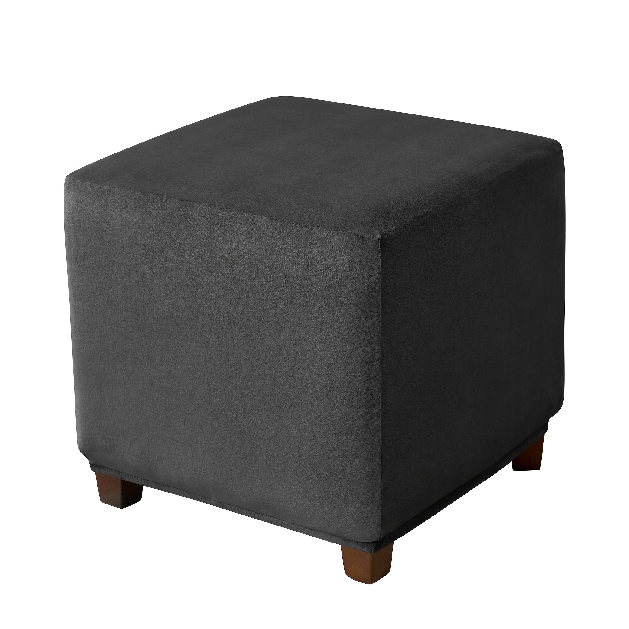TEMU 1pc Home & Hotel Elastic Super Soft Silvery Fox Plush Square Footstool Cover