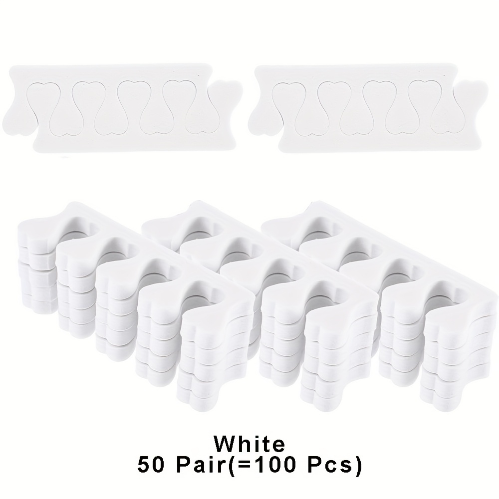 100pcs Sponge Toe Separator Soft Toe Spreader Nail Art Finger Separator Divider Spacer Manicure Pedicure Tool For Nail Polish (white)