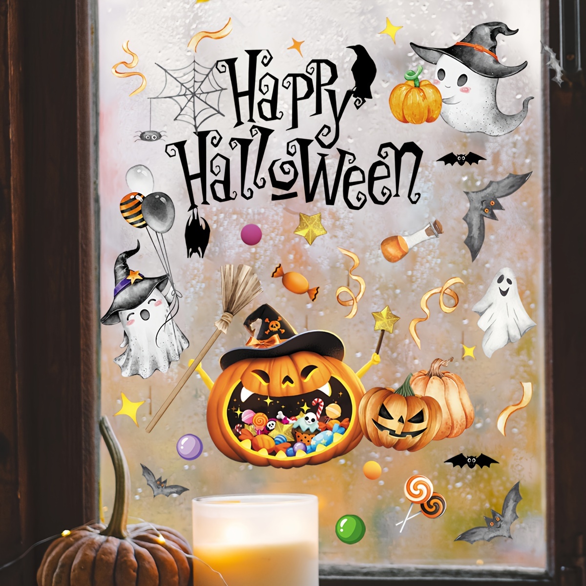 Halloween Window Clings Pumpkin Spooky Home - Temu