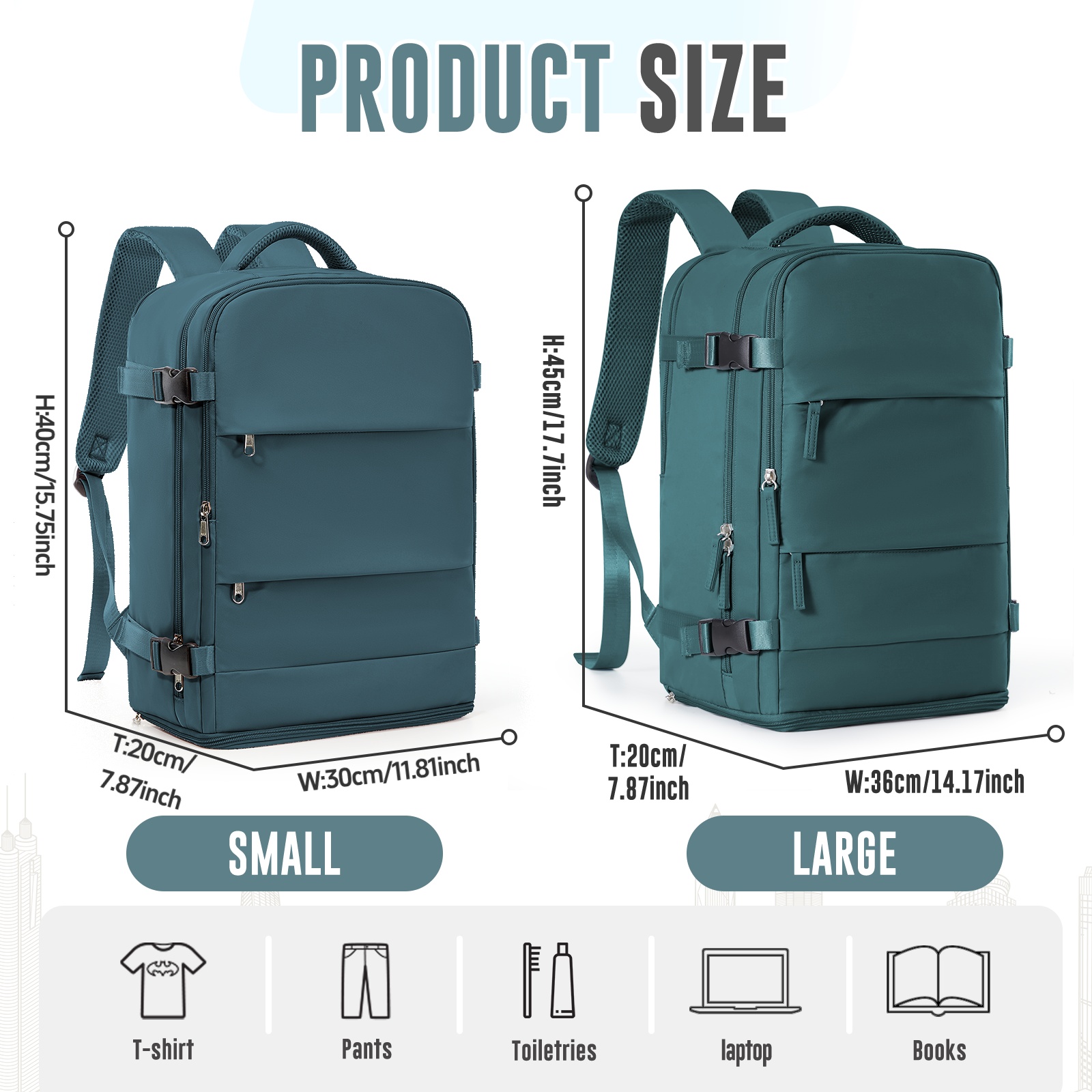 24l large capacity travel backpack 40 30 20cm carry cabin - Temu Germany