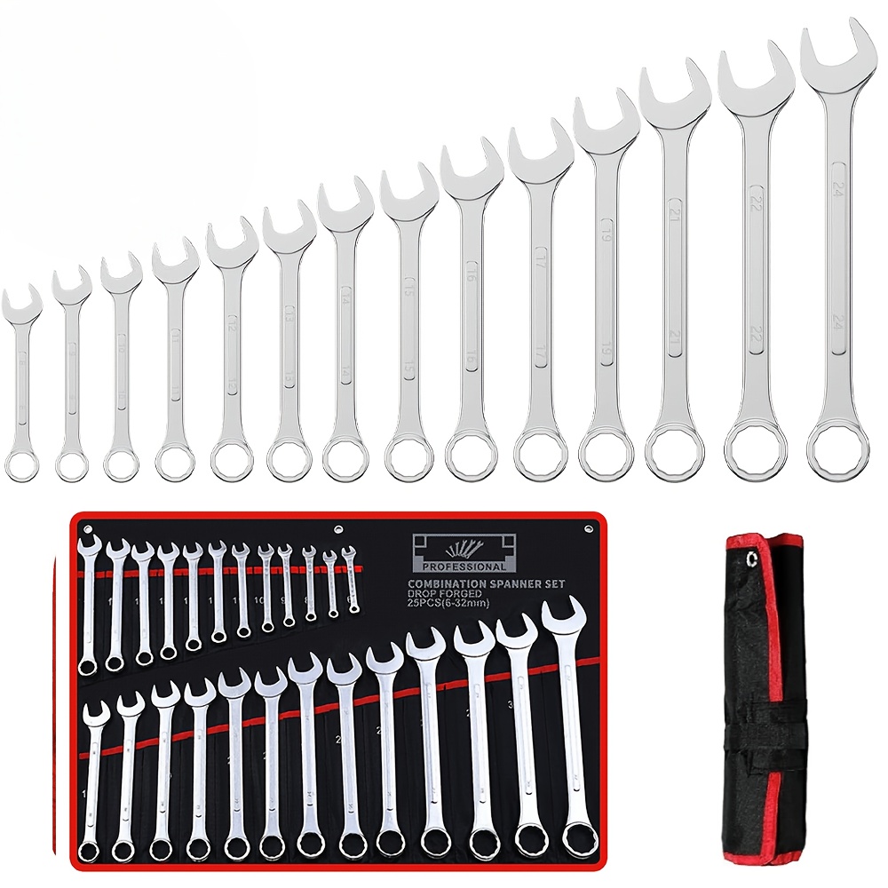 E-shop 25-teiliges Steckschlüssel-Set, Dual-Use Offen- und Ringzange. Komplettes Set von 6-32 mm, geeignet für verschiedene Szenarien, einfach zu