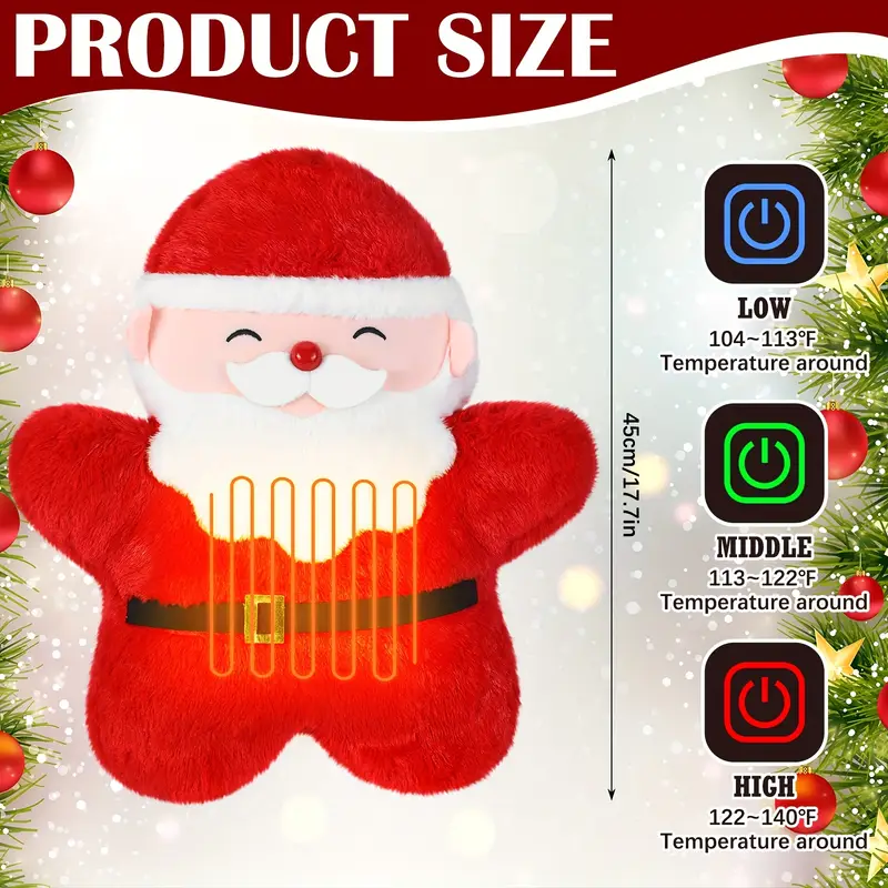 christmas women gifts usb heated christmas santa claus pillow gifts for women heating pad for cute stuff stuffed pillow for lumbar support holiday birthday gifts home office multi item party Product details 5