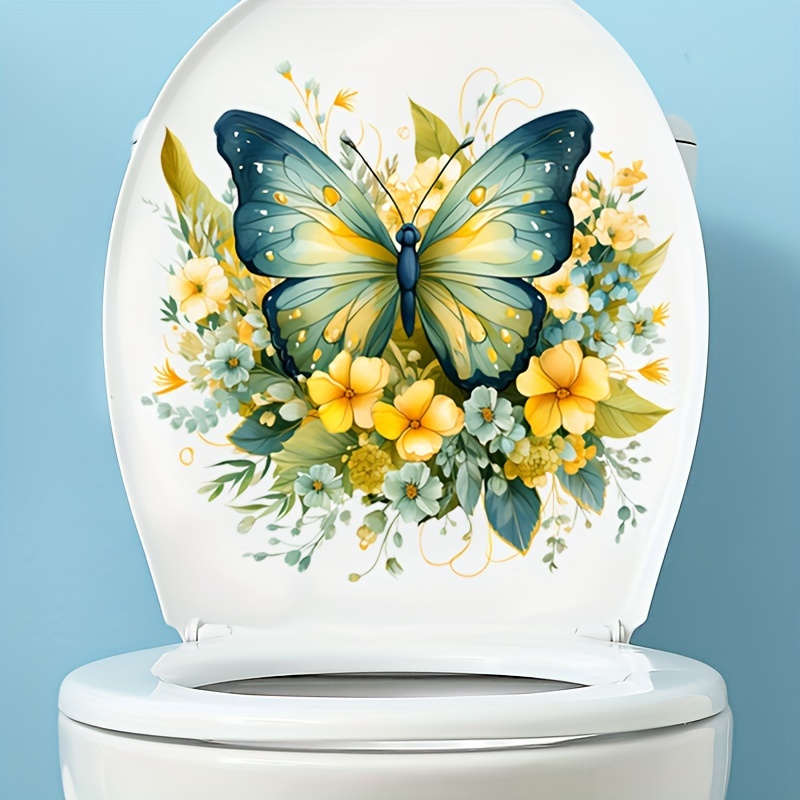 

Vibrant Butterfly Toilet Lid Decal - Self-adhesive Bathroom & Window Sticker, Home Decor