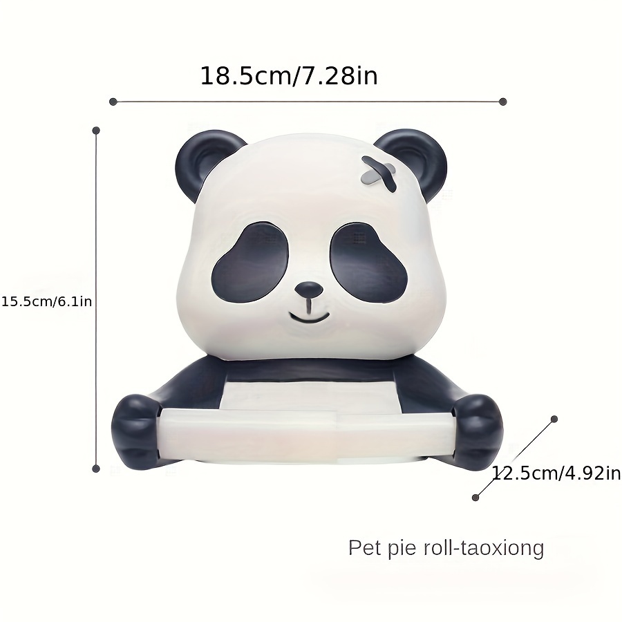 TEMU Cartoon Panda & Bunny Wall-mounted Toilet Paper Holders, Plastic, Self-adhesive, No-drill Installation, Painted Finish, Bathroom Tissue Roll Dispenser With Storage Shelf , Christmas Decorations