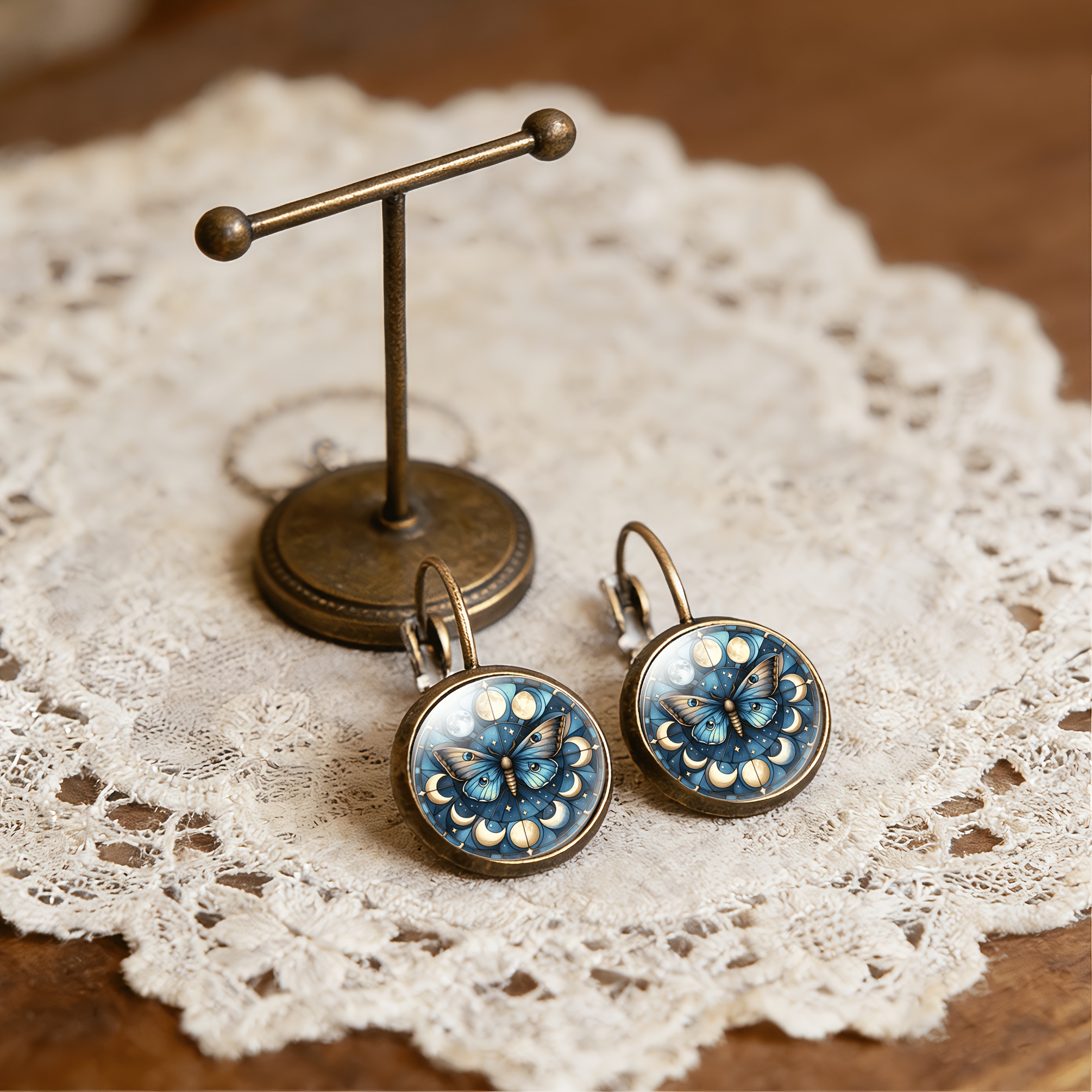 2pc Butterfly Moon Stars Pattern Earrings Set