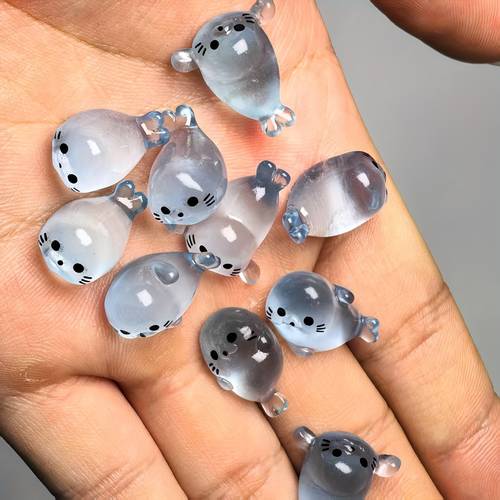 10pcs luminous mini seal resin ornament creative gift for desktop home decoration random shaped cute cartoon glowing marine animal model