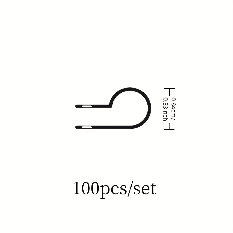 TEMU 100 clips de plástico negro para mangueras flexibles, , abrazaderas de cable de nailon tipo R, accesorios de hardware de instalación para cables