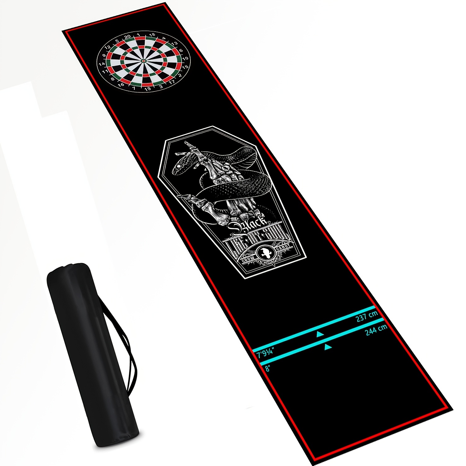 Skull Serpent professionele dartmat, 64,77 cm breed x 294,64 cm lang