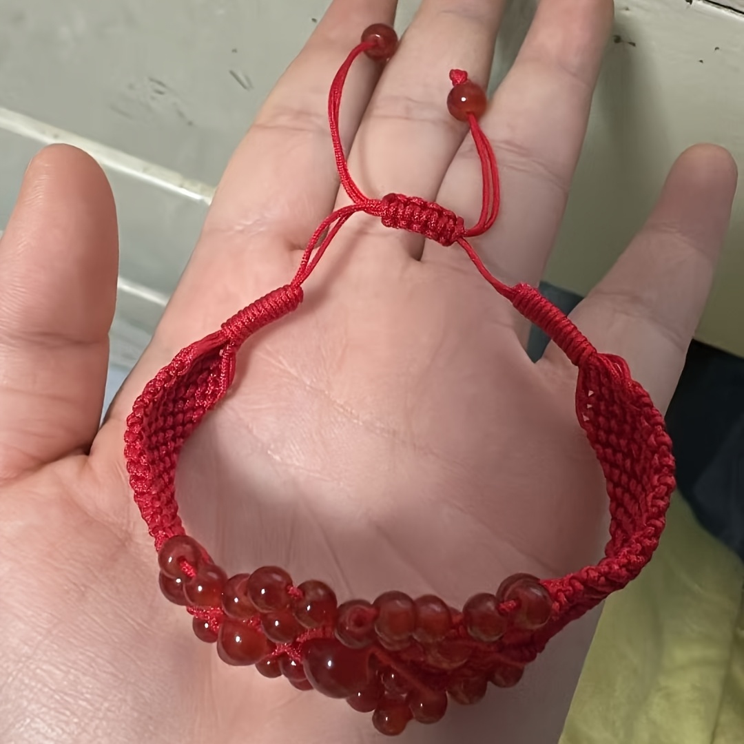 E-shop ., handgefertigtes rotes Armband aus Polyesterseil im ethnischen Stil, exquisites Glücksbringer-Armband