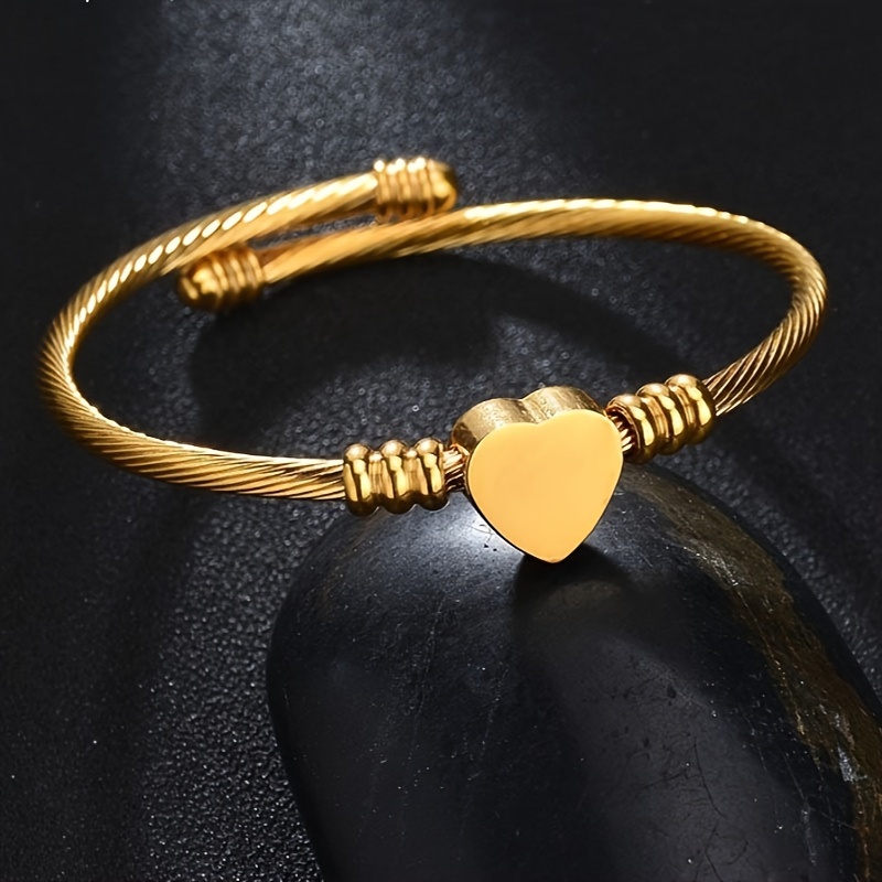 TEMU 1pc Titanium Steel Women's Love Letter Opening Bracelet Stainless Steel Bracelet Does Not Fade Jewelry