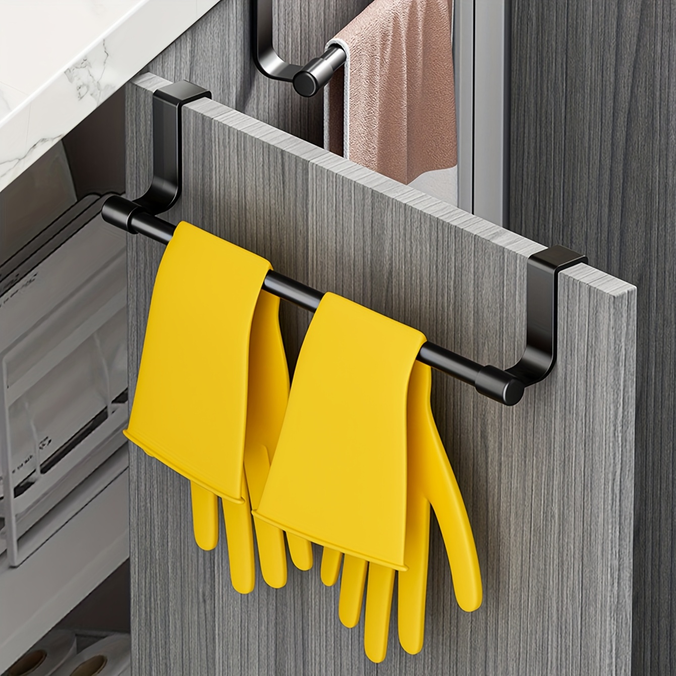 Kitchen Cabinet Towel Rack, Wall Mounted Dishcloth Storage