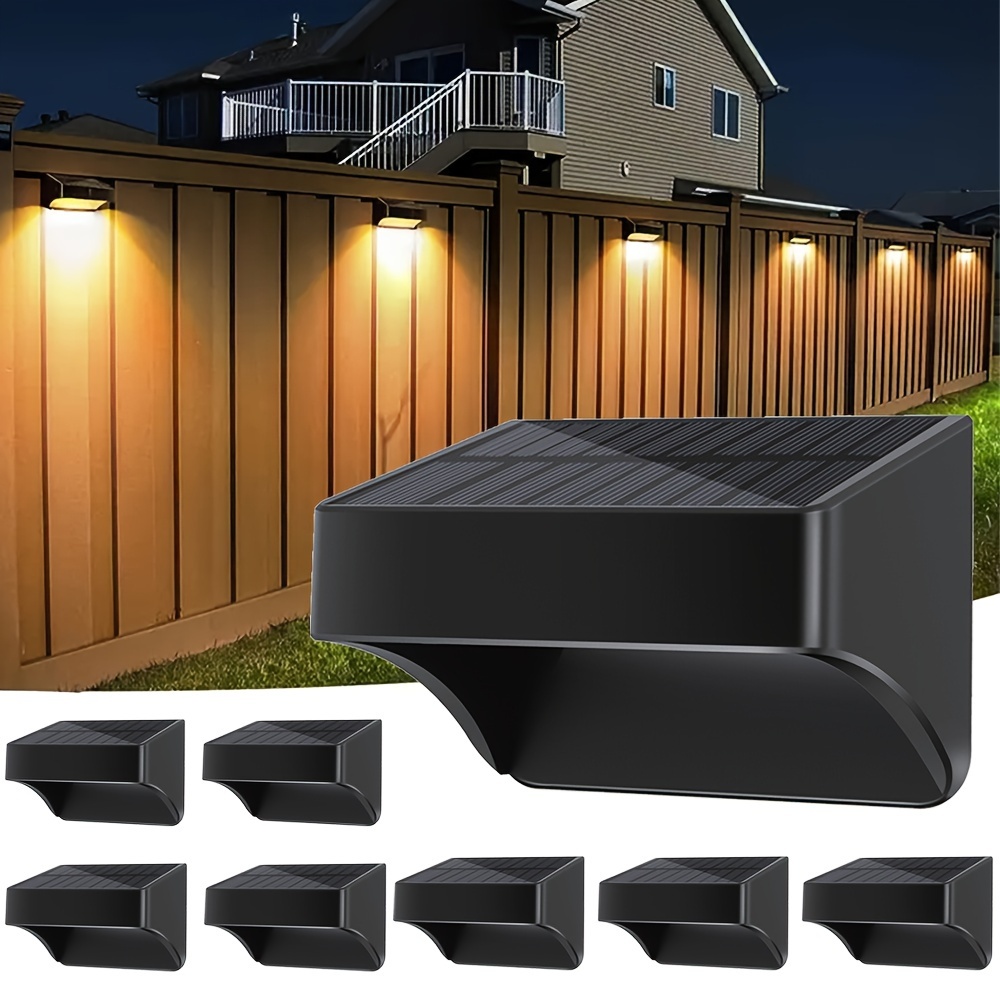 

8pcs Solar Fence Lights Outdoor, Solar Wall Lights Warm With Warm White And Rgb Locked Mode, Black Solar Step Lights, Lights Outside Solar, For Courtyard Walls, Steps,