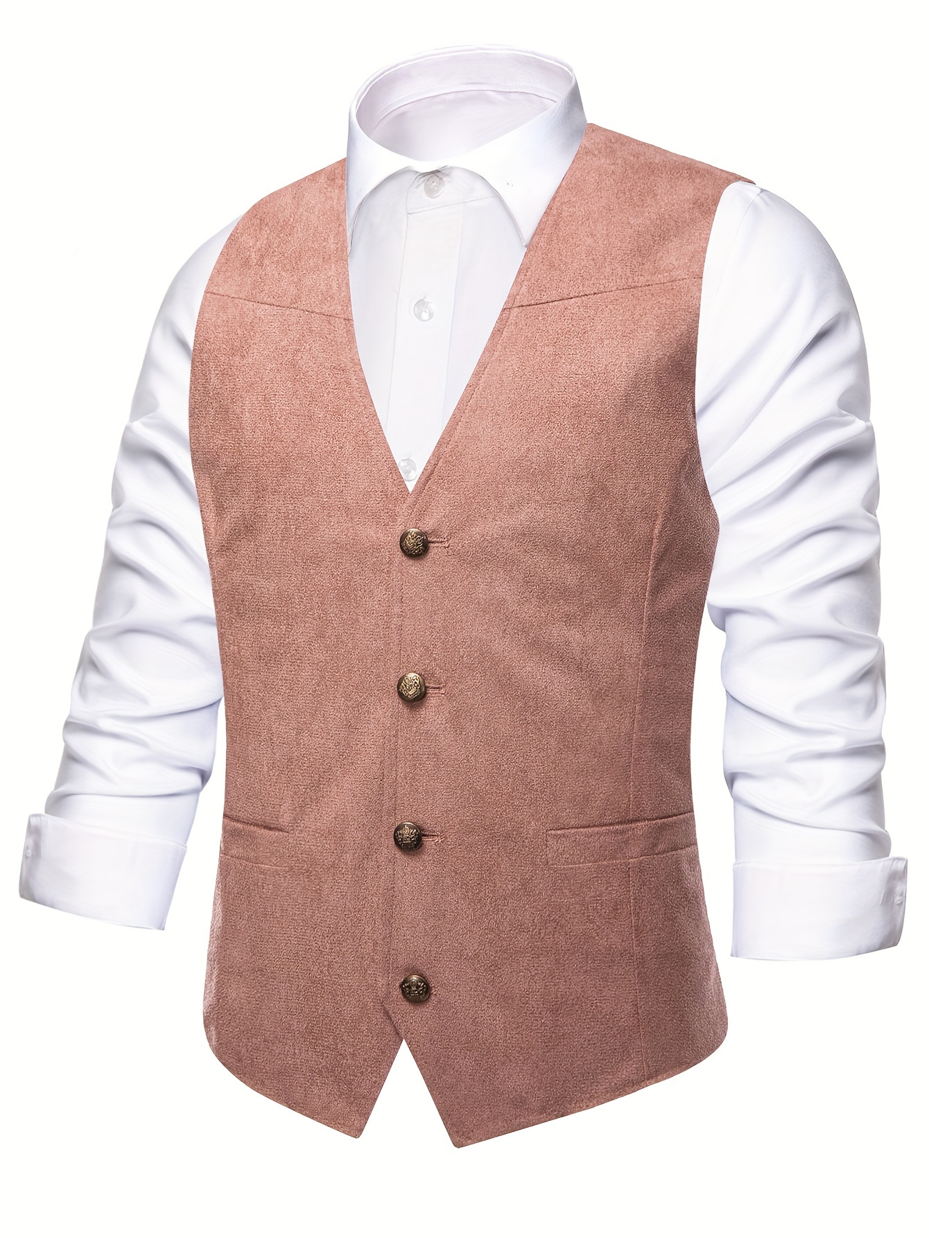 men's fashion vest wedding party casual polyester v neck non