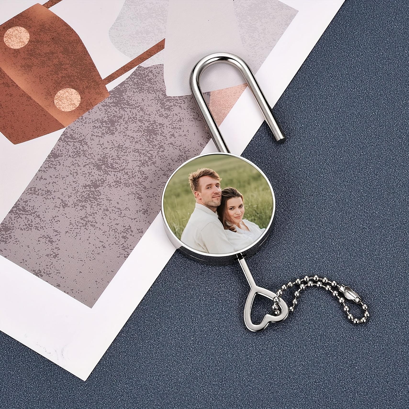 Personalized Love Lock with Photo, Custom Heart Lock