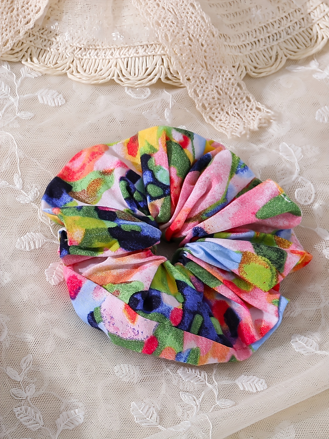 european and american colorful leaf print long pants set soft and comfortable fabric thin   summer fashion suit with hair tie   outdoor 7