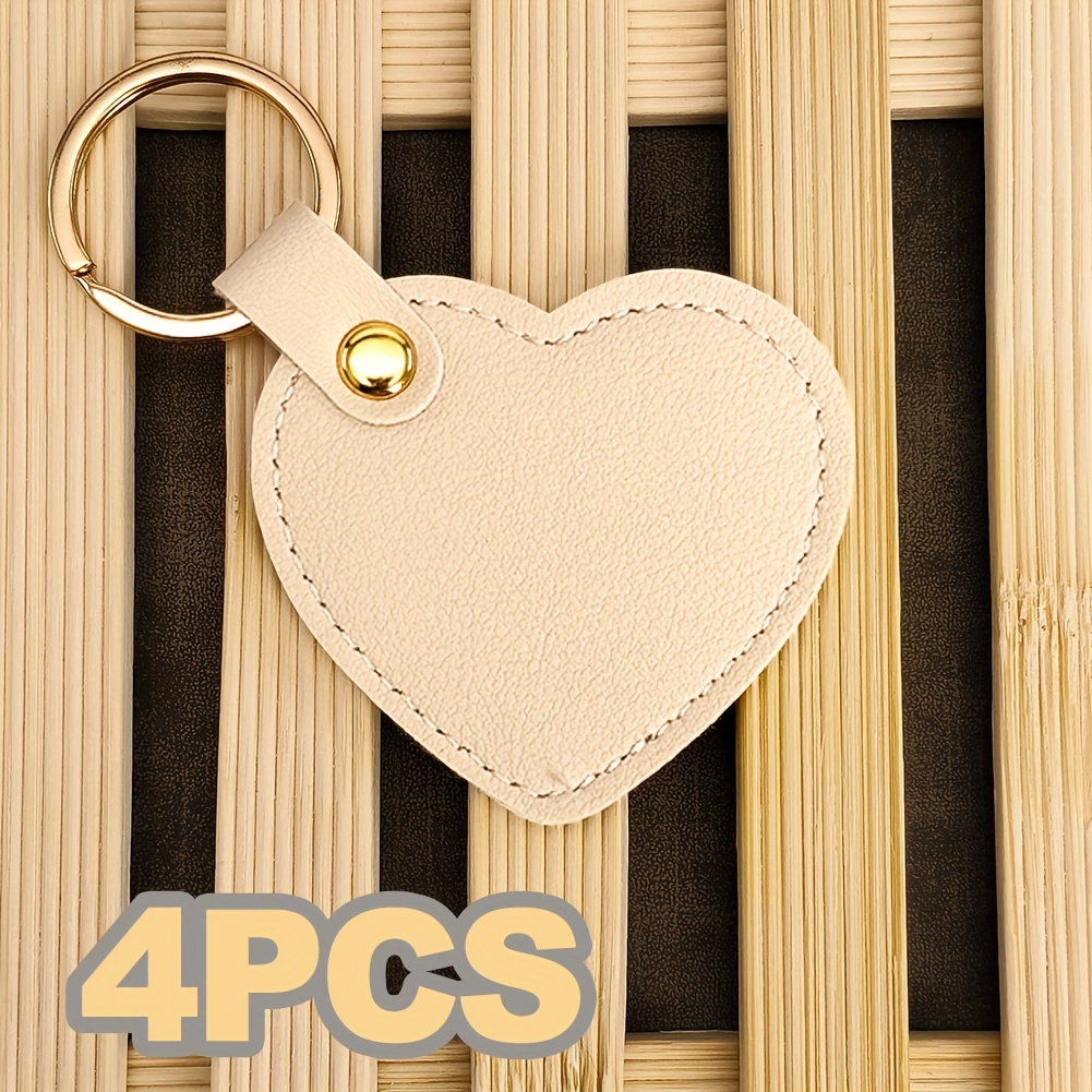 Image of 4pcs Diy Crafts Ornament Heart Shaped Creative Keychain Love Pendant Keyring Stylish Key Rings Bag Accessory Chic Backpack Charm Car Key Holder Birthday Gifts, Party Favors