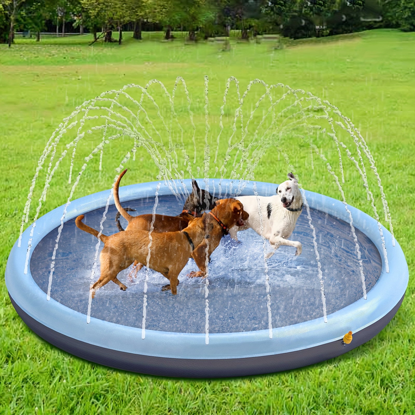 TEMU Patio Pool. Large Pad For Dogs - Heavy-duty Non-slip Nylon Sprinkler, Outdoor Water Toy, Backyard Family And Pets, Play | Design | Toy
