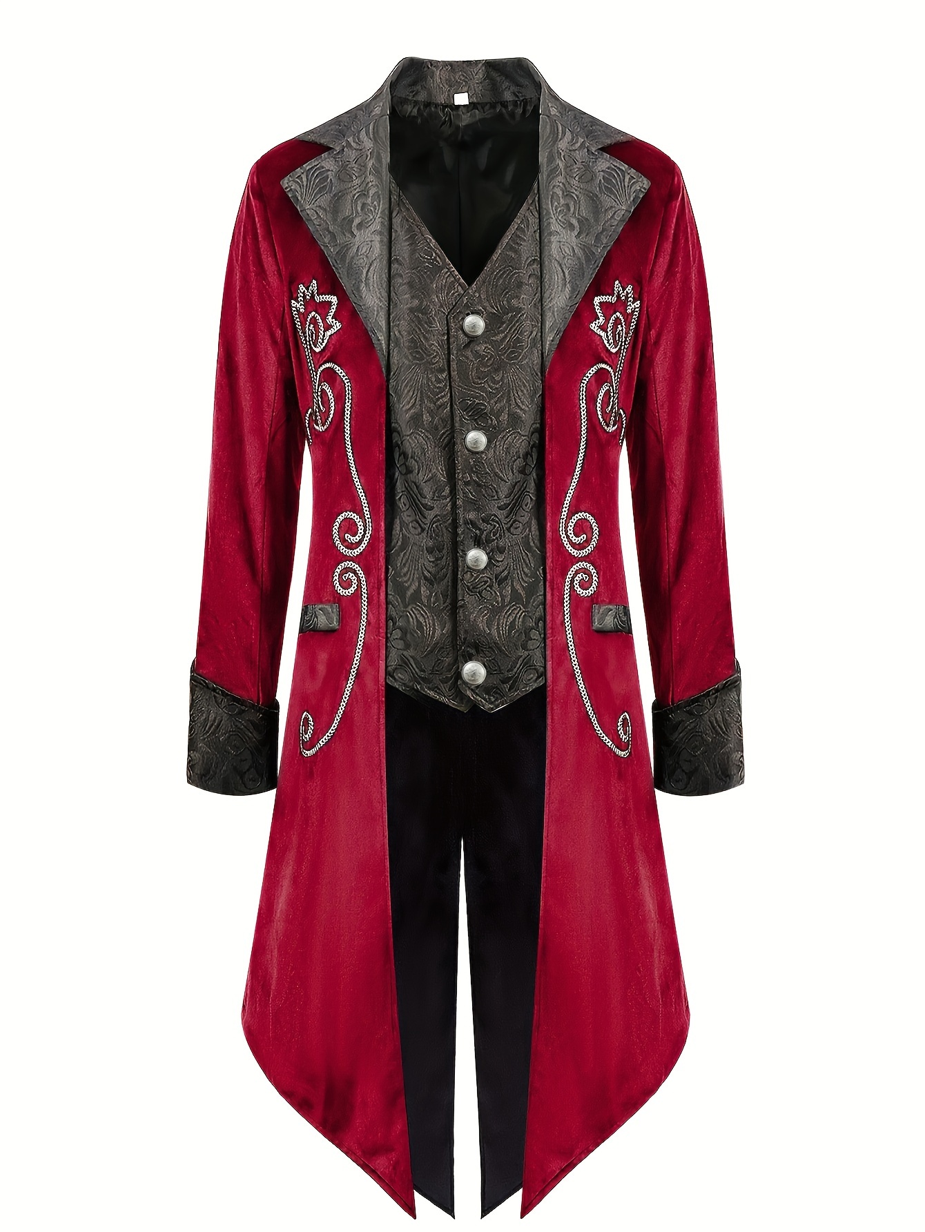 Joker Kostüm Herren Herren Steampunk Jacke Vintage Samt Frack Gothic Mantel  Viktorianisch Uniform Halloween Kostüm Mittelalter Kleidung Herren, image size:800x1066