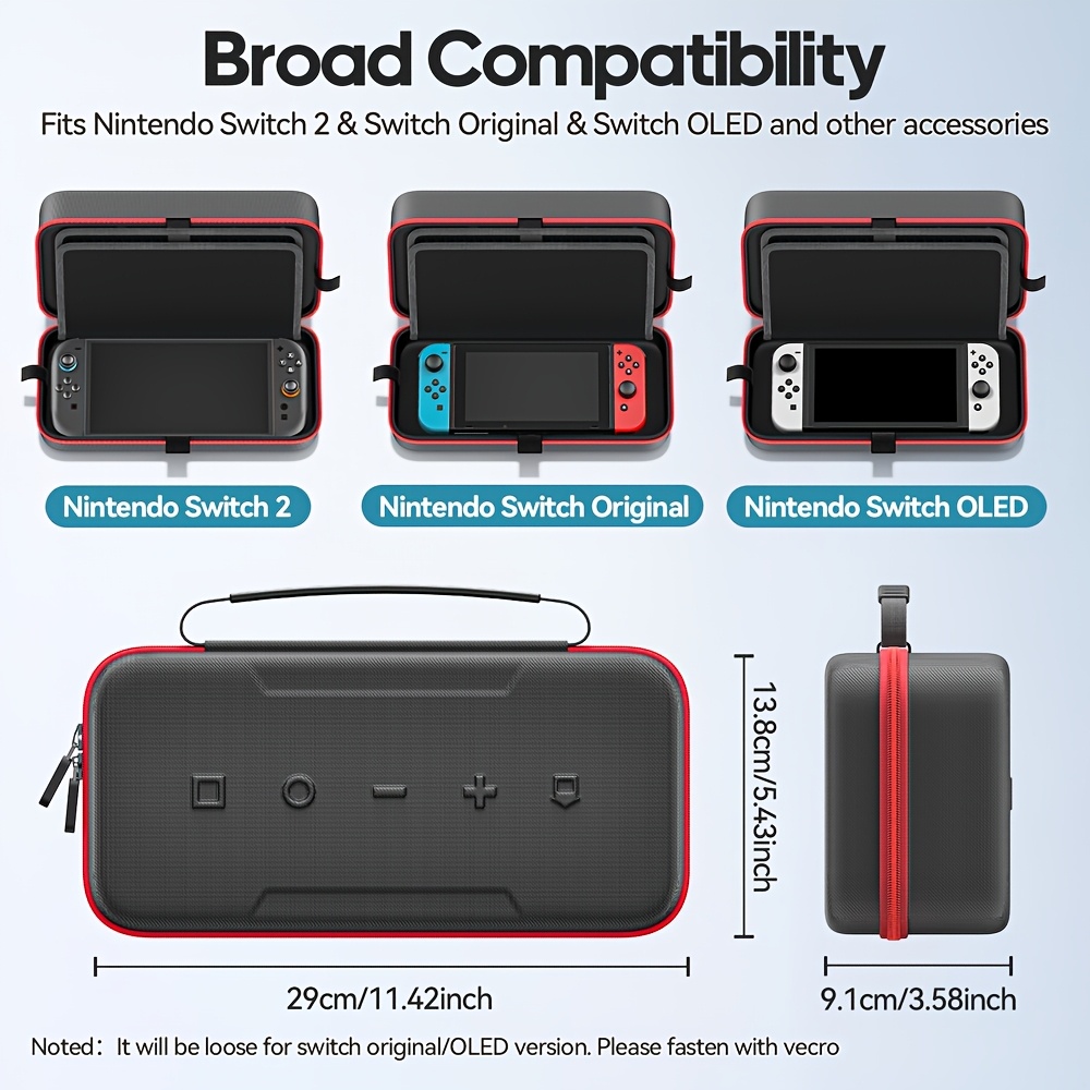 for switch 2 storage bag handle cover compatible with oled console multi functional anti pressure design holds game cards charger headphones tv cable and straps for three of the ns console Product details 2