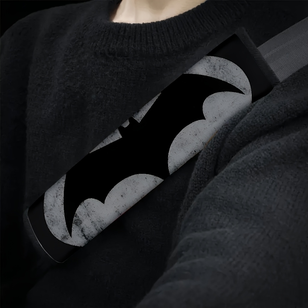 TEMU 1pc Beautiful And Durable Seat Belt Protector | Batman Logo Dark Grey - Standard Car Interior Additions, Daily Commute Car Intimate Additions,