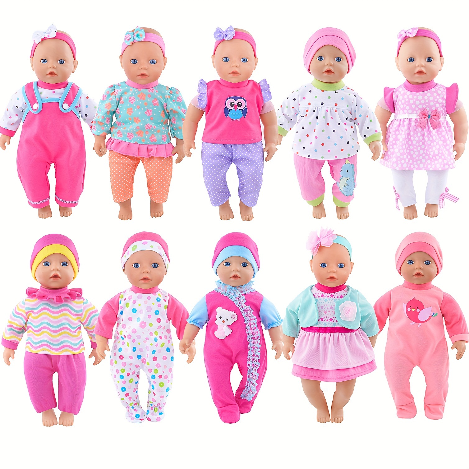 

10 Sets Doll Clothes And Accessories Tops Pants Headband For 10 Inch Baby Dolls, 12 Inch New / Baby Dolls, 14 Inch Dolls (no Doll)