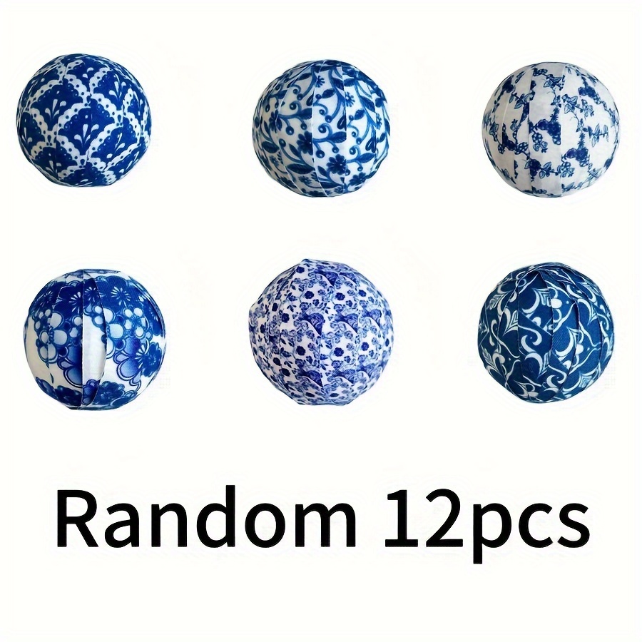 TEMU 12pcs Christmas Decorative Balls - , 5cm/7cm Foam-filled Cloth Ornaments For Basket Filling And Party Decorations