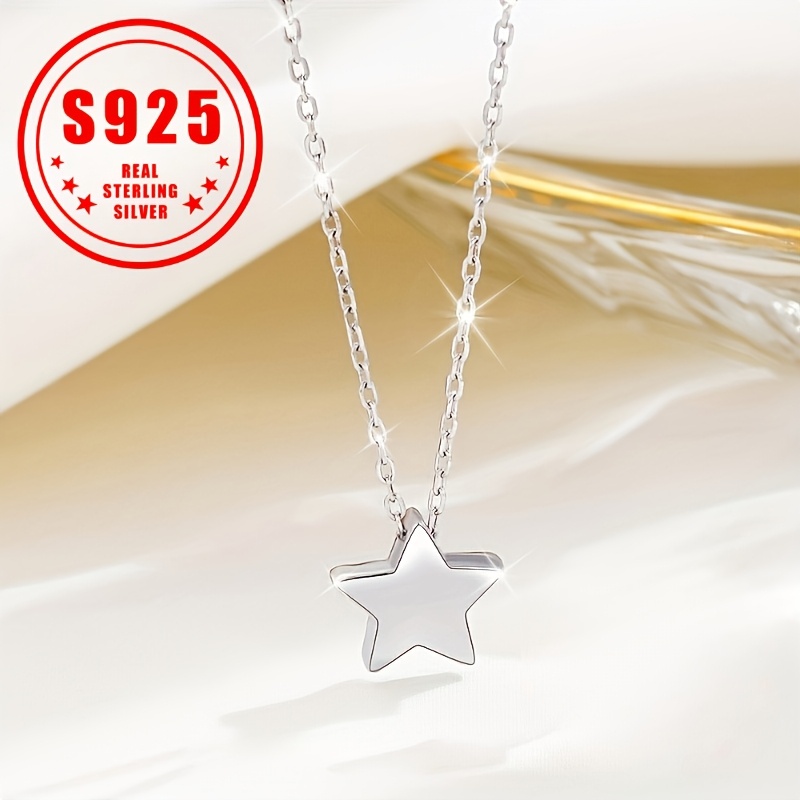 

S925 Sterling Silver Necklace Personalized Star Collarbone Chain Gift Accessories For Silver Color Jewelry. 1.9g/0.07oz