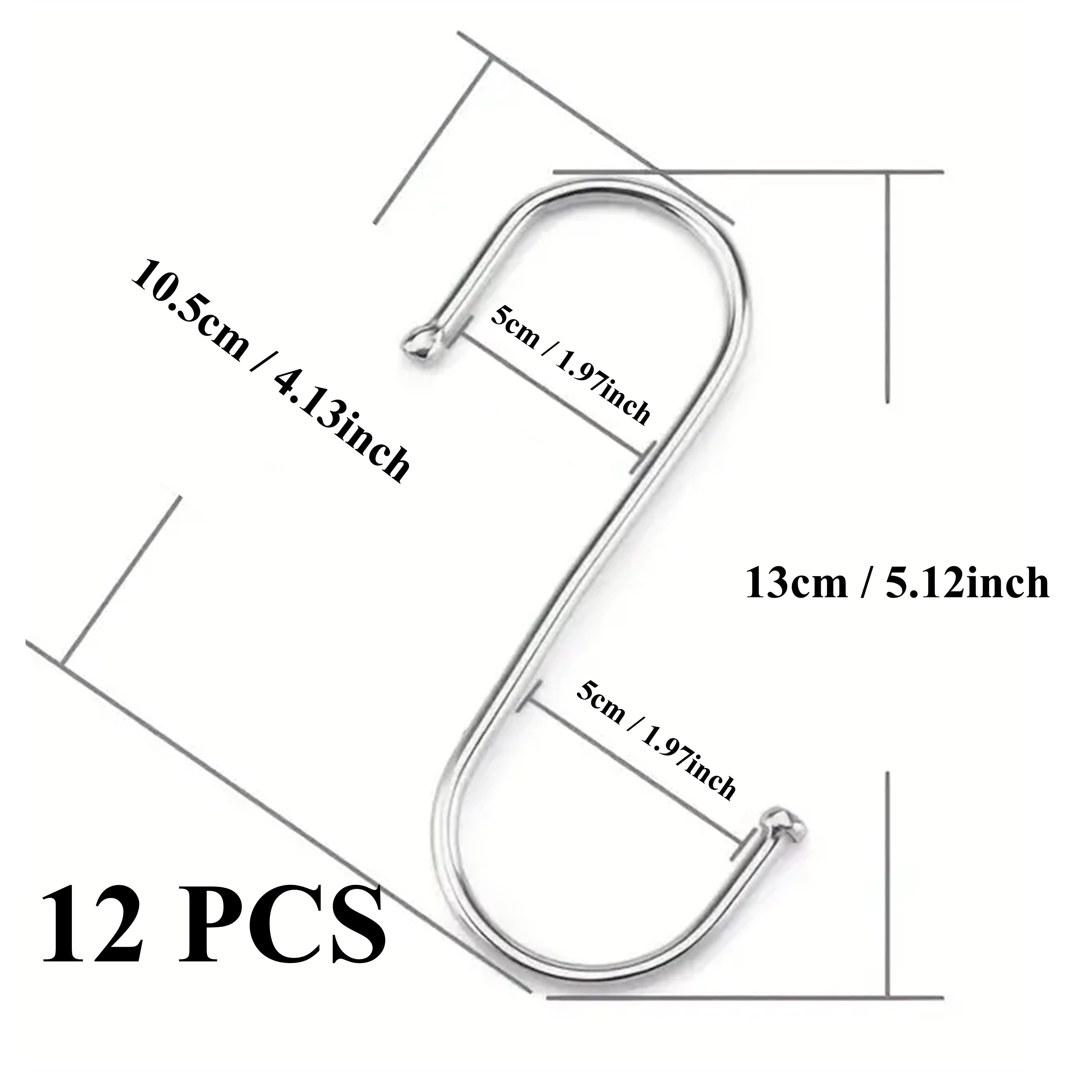 TEMU 6/12pcs Stainless Steel S-hooks - Heavy Duty, Rust Resistant, Scratch & Cut Resistant Metal Hanging Hooks For Kitchen, Bathroom, Bedroom, Office