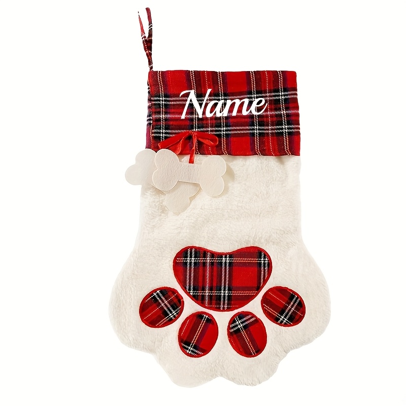 TEMU Personalized Embroidered Christmas Name, Family Decoration Gift, Custom Socks For Holiday, Christmas Socks With Pet Dog