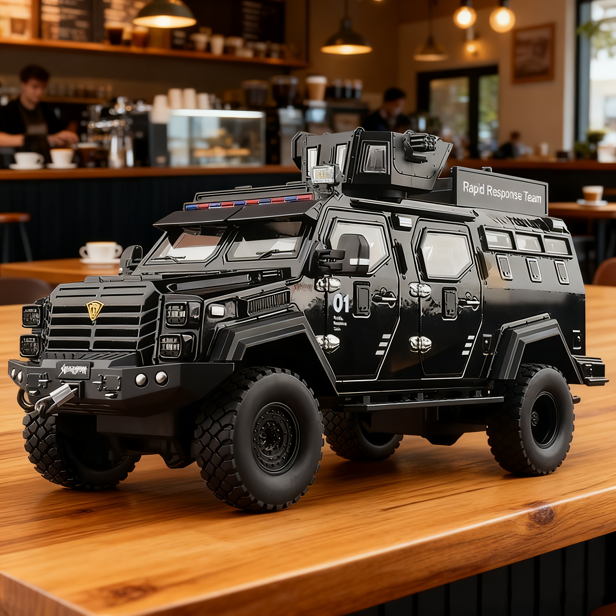 TEMU de coche a 1:24 de de tigre dentado de aleación de - Réplica coleccionable realista de estilo militar con cubiertas abatibles y torretas
