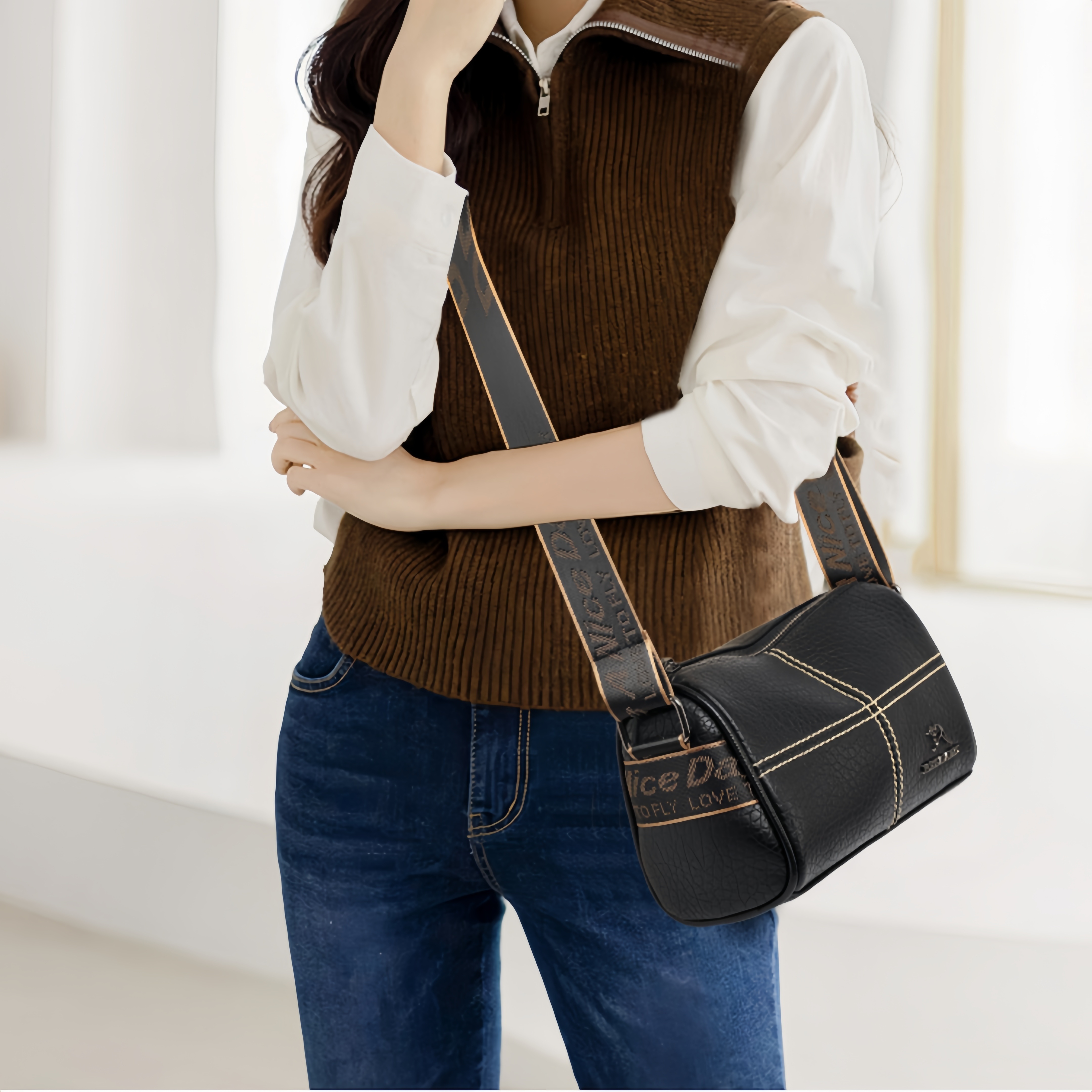 

Vintage Patchwork Crossbody Bag, Minimalist Casual Shoulder Bag, Women Purse Suitable For Commuting/work