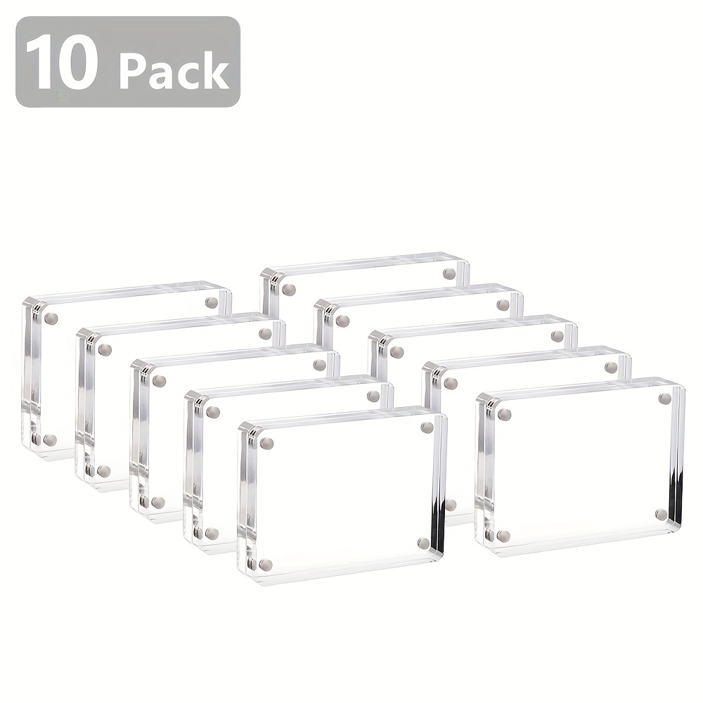 item picture 2 5 10pcs mini picture frame 2 5x3 5 inch clear acrylic magnetic photo business card frame 20mm thick double sided wallet size picture frames stamp display stand for school home office decor