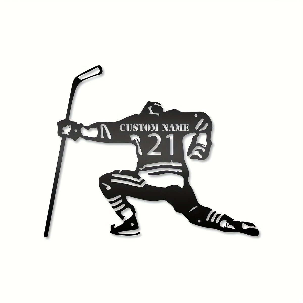 Customized Hockey Metal Wall Art Sign, Personalized Name Iron Decor, Ice Hockey Player Silhouette Display for Sports Memorabilia and Room Decor - Includes No-Trace Dual-Sided Tape, Bohemian Style, Perfect for Diwali