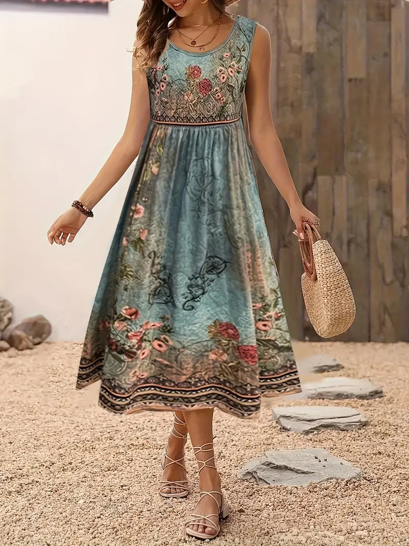 plus size floral print summer dress elegant a line knee - Temu Norway plus size floral print summer dress elegant a line knee - Temu Norway